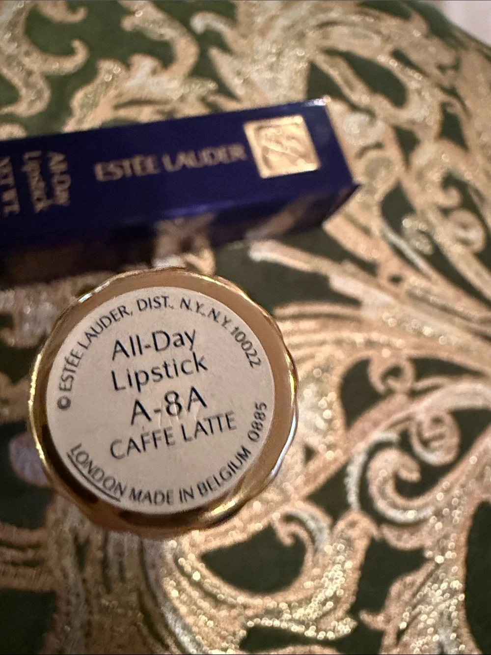 RARE Estee Lauder All Day Lipstick Cafe Latte A-8A Gold Tube New in Box Vintage